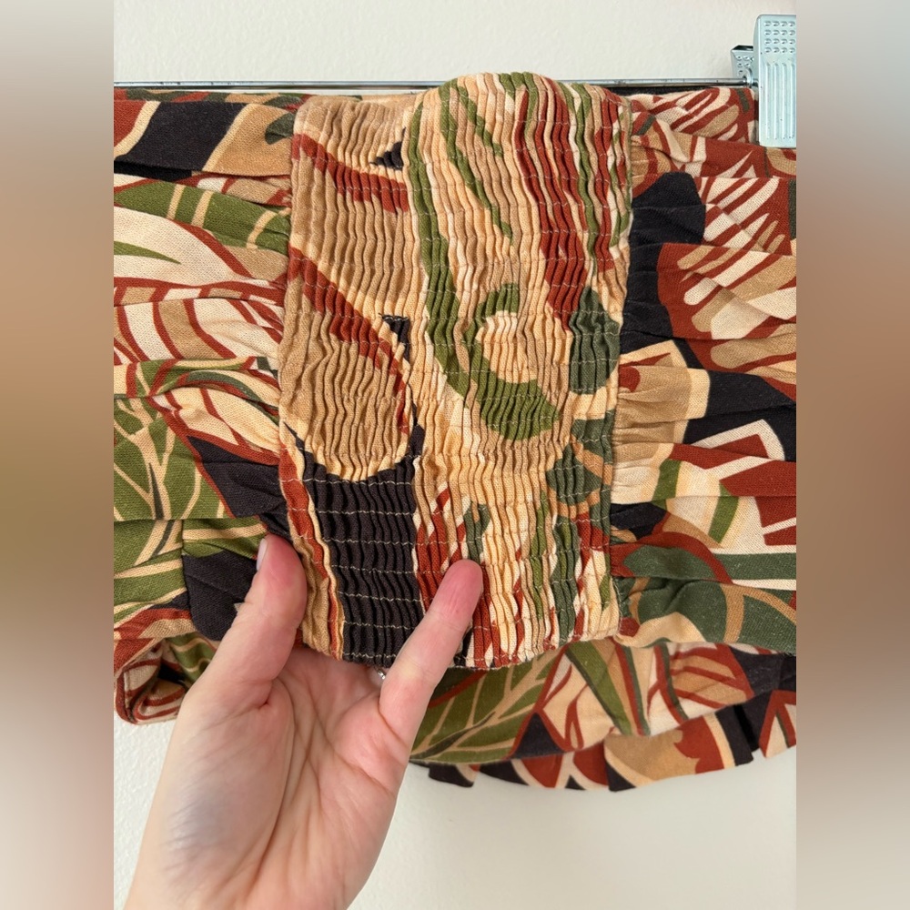 Zara Linen Blend Ruffle Ruched Strapless Top Size Small - Picture 13 of 14